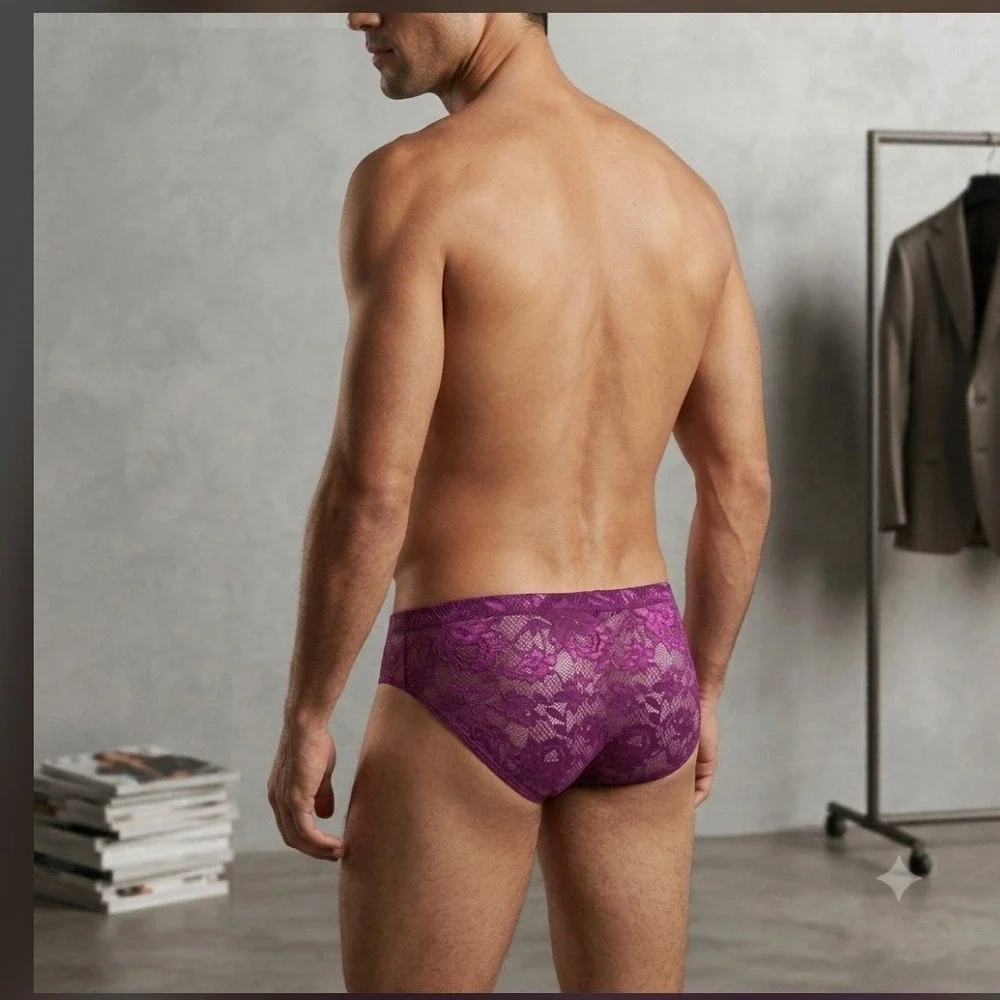 Cosabella Men Luxury Italian Floral Lace Comfort Micro Brief Designer Underwear